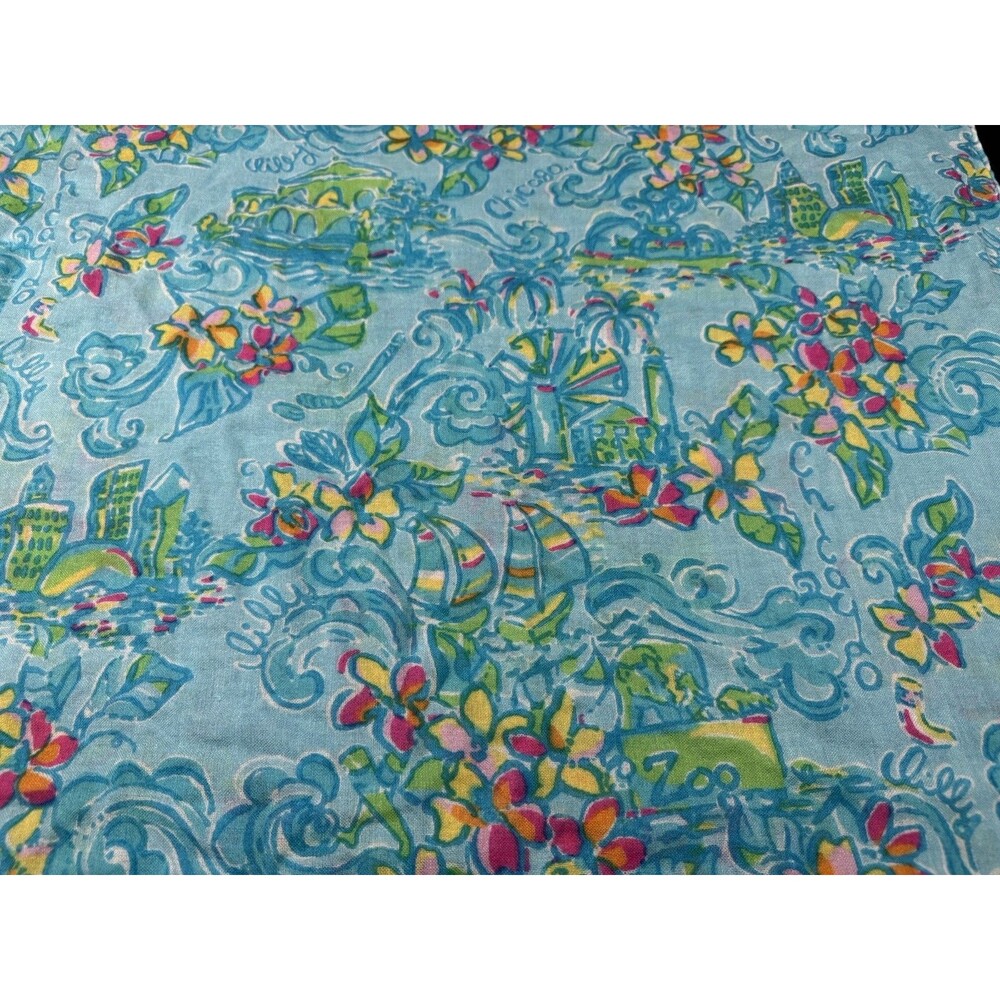 LILLY PULITZER Murfee Scarf Silk/Cashmere Blend Lilly Loves Chicago Print - Picture 2 of 10